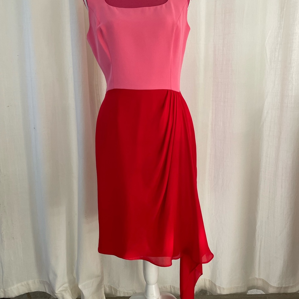 BILL BLASS COLOR BLOCK EVENING DRESS